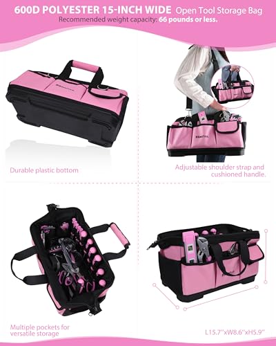 KingTool 267-Piece Tool Kit Set - Pink Tool Set with 21V Cordless Pink Power Drill Driver, Tool kit for Women with Pink Tool Storage Bag, Womens Tool Kit for House, Perfect for Home DIY Projects