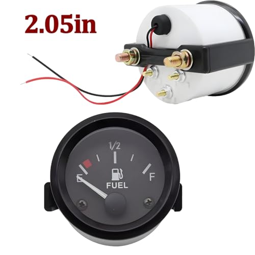 2" 52mm Car Fuel Level Gauge, DC 12V Vehicle Fuel Tank Meter with Sensor LED Backlight, Automotive E-1/2-F Pointer Meter Gauge Kit, Universal for Motorcycle Truck Sedan