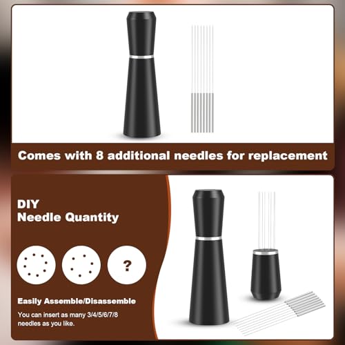 Jeymei WDT Espresso Distribution Tool, Black Espresso Whisk with 8 Needles - color: Black-A