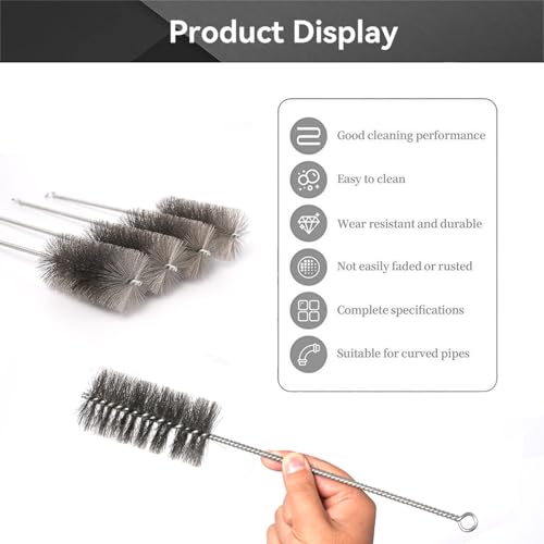 12 Inch Pipe Cleaning Brush Set with Stainless Steel Bristles, Steel Wire Tube Brush Kit for Auto Parts Polishing, Machining, Bottles, Tubes, Etc.（50mm-4pcs） - color: 4PCS, size: 2"(50MM)-4PCS