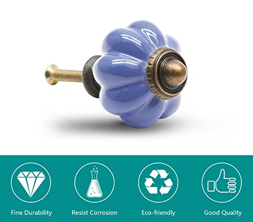 12pcs Periwinkle Blue Pumpkin Knobs, Ceramic Cabinet Knobs - color: Periwinkle Blue, size: 12 Pieces
