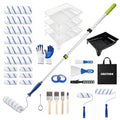 33PCS Paint Roller Kit with 1.7-4FT Extension Pole& Carry Bag,Wall Painting Supplies with 4" & 9" Paint Rollers,Painting Brushes,Tray with Liners,Gloves & Tapes for Walls,Ceilings,Floor,Home Painting