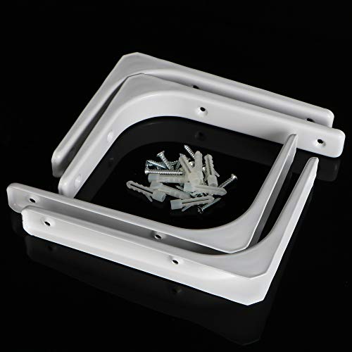 SAYAYO Wall Shelf Bracket White, 8 X 6 Inch Heavy Duty L Bracket for Wood - color: White, size: 8 x 6 Inch (4 PCS)