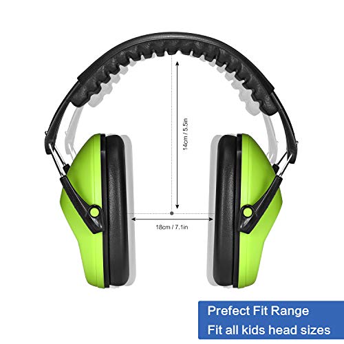 Champs Ear Muffs for Noise Reduction Earmuff Noise Protection Reduction Headphones for Toddlers Kid Children Teen NRR 25dB Safety Hearing Ear Muff Air Shows, Concerts, Firework, Study [Green] - color: Green