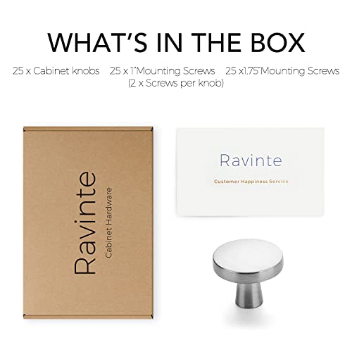Ravinte Brushed Nickel Drawer Pulls, 1-1/4 Inch Cabinet Knobs,25 Pack - color: Brushed Nickel
