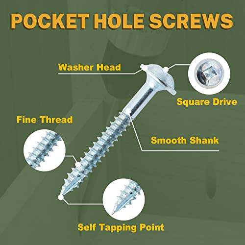 LIONMAX Pocket Hole Screws Fine Thread #8 x1-1/4 Inch, 600 PCS, Galvanized - size: #8 x 1-1/4"