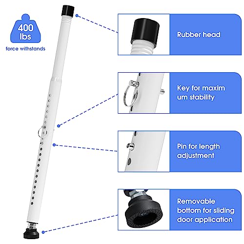Sliding Door Security Bar,16 to 51 Inch Inside Sliding Patio Door Window Security Bar Stopper, Adjustable Window Locks Security Bars for Home Apartment Security, Sliding Glass Door Lock Hardware - color: White, size: 1PC