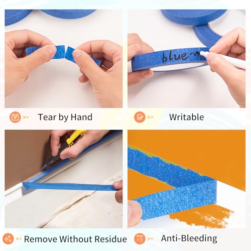KICNIC Painter Tape Blue Masking Tape, 0.7 in x 60 yd, 1 Roll, Removable - color: Blue, size: 1 Roll