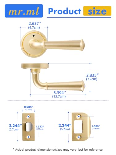 Door Handle Brushed Gold Privacy Door Lever Gold DoorHandle, 1 Pack - color: Brushed Gold