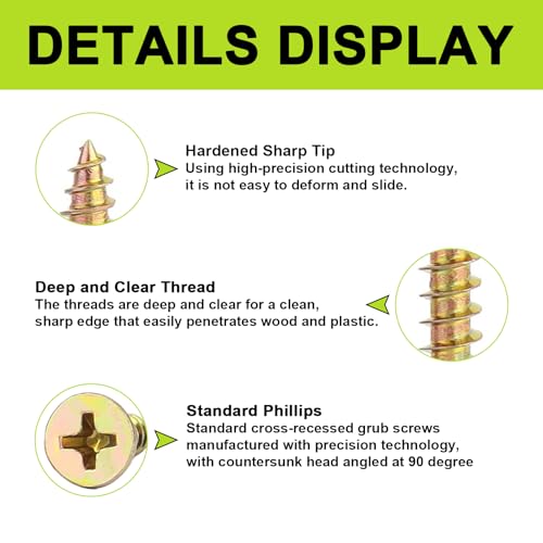 620Pcs M3 Wood Screws Set, Phillips Galvanized Flat Head Self Tapping Screw - color: Zinc, size: #4--620PCS