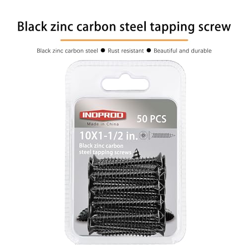 #10 X 1-1/2" Black Screw,Flat Head Phillips Wood Screw, Electroplating Black Carbon Steel, #10 X 1-1/2-Inch, 50Pcs - color: Black Zinc Plated Screws, size: #10 x 1-1/2"