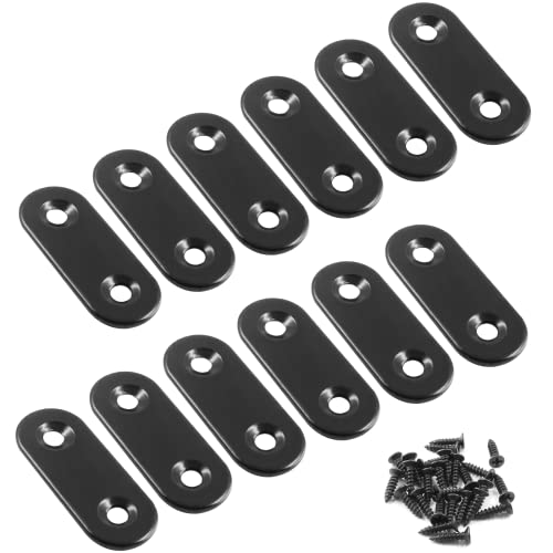 Jiozermi 12 Pcs Straight Brace, 1.6" x 0.6", Stainless Steel, Black - size: Black, 1.6” x 0.6”, 12 Pcs