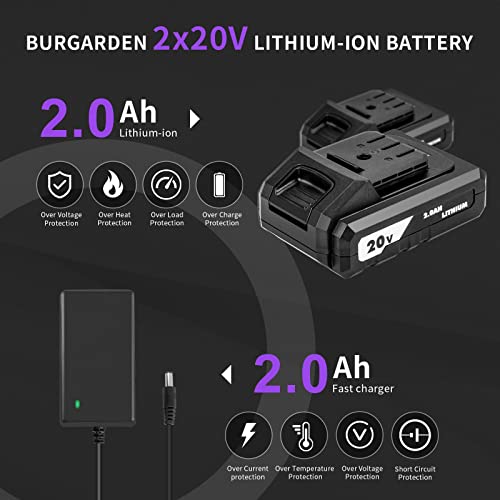 Purple Brushless Cordless Drill Set, 20V Compact Power Driver Kit with Electric Motor, 20+3 Torque Setting, 48 N.m, 2 Variable Speed, 23pcs Driver Bits, and Tool Box for Women Men Home DIY
