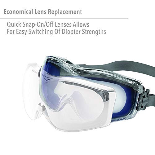UVEX by Honeywell Stealth +2.5 Diopter Reading Magnifier Goggles with Uvextreme Anti-Fog Lens (S3993X), Clear