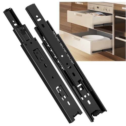 SHUHANG 5 Pair Full Extension Drawer Slides 10 12 14 16 18 20 22 24 Inch 100 lb Load Capacity Side Mount Ball Bearing Rails Cabinet Dresser Glides Wardrobe Kitchen Trash Can Slider Runners Black - size: 10 Inch, style: 5 Pair (Black)