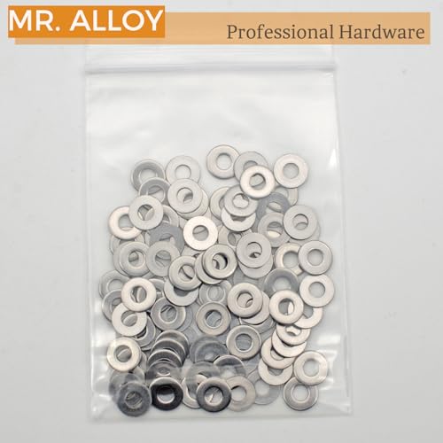 #8 Stainless Steel Flat Washers, 3/16" ID x 7/16" OD, 100 Pack - size: #8 (100)