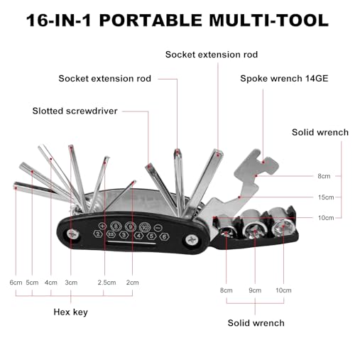 15 in 1 Bike Repair Kit Tool Set Waterproof Bike Saddle Bag - color: Red
