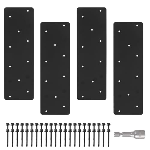 4 Pcs 15.7"x5"Straight Steel Flat Plate for Pergola - style: Straight Steel Flat Plate(16"x 5")
