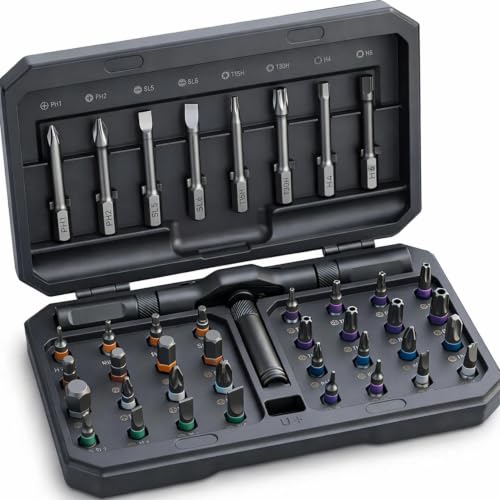 42 in 1 Magnetic Ratchet Screwdriver Set With T-Handle, Grey - color: Grey, size: 42 In 1