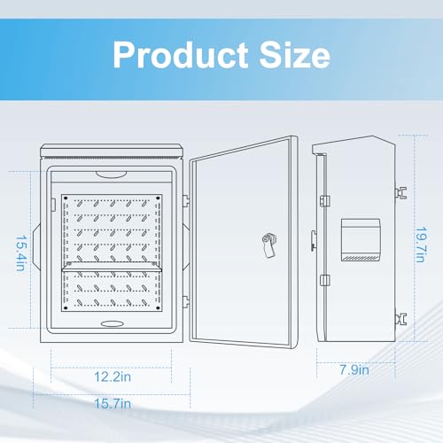 Outdoor Electrical Box with Thermostat and Fan, Cold-Rolled Steel Plate, Aluminum Alloy Back Beam, One-Piece Ventilation Design, IP65 Waterproof, Wall/Pole Mounted. (19.6" x 15.7" x 7.9") - size: 19.6" x 15.7" x 7.9"