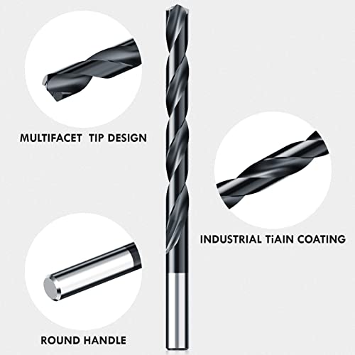 29Pcs(1/16"-1/2") Cobalt Drill Bit Set M35 HSS Jobber Length - size: 29pcs TiAIN Coated, 1/16"-1/2"