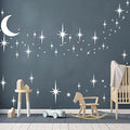 Retro Starburst Wall Decals Stars Wall Sticker Star Moon Vinyl Decal White - color: Retro Starburst -White
