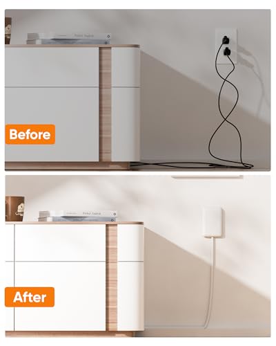 Olcorife Flat Extension Cord with Outlet Cover, Flat Plug Power Strip with 6 Outlets, 5 FT Cord Hidden Outlet Extender for Tight Spaces - size: 5 FT, style: 6AC(No USB)