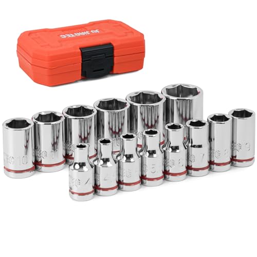 1/4" Drive Metric Master Socket Set, 14-Piece, 4mm-15mm - size: Shallow, style: 14pcs-metric
