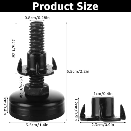 20Pack Adjustable Leveling Feet, 3/8”-16 Thread Heavy Duty Furniture Levelers, Adjustable Table Feet with T Nut Bolt for Chairs Cabinets Sofa Workbenches and Furniture Legs