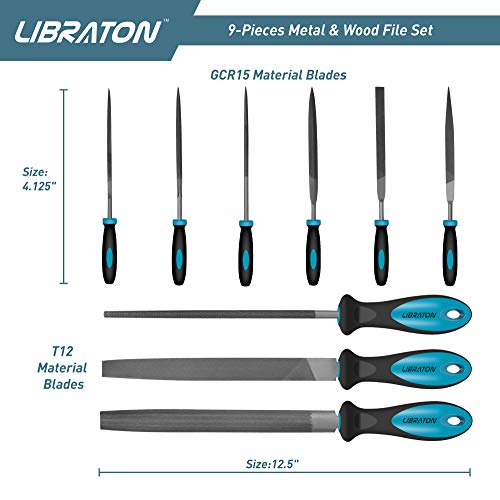 LIBRATON Metal Files 9PCs, File Set for Metal, Needle Files, Files Rasps - style: Metal File-9PCS