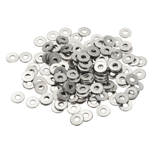Flat Washers, 304 Stainless Steel Hardware Assorted Washer, 9 x 3 x 1 mm Fit for Bolts Screws Industrial Use (300 Pack, Silver) - size: 9 x 3 x 1 mm