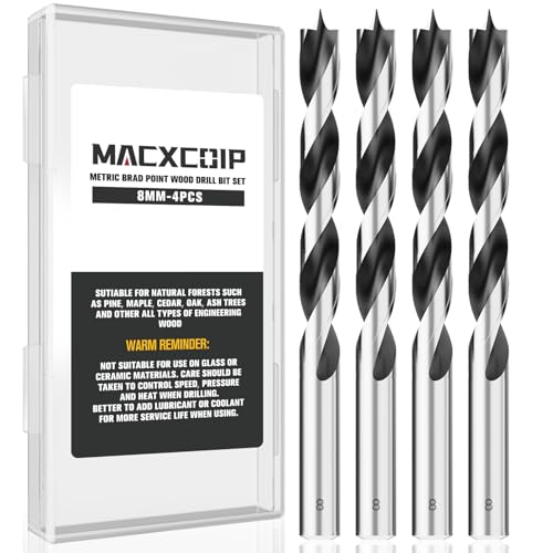 4Pcs 8MM Metric Brad Point Wood Drill Bit Set - size: 0.315" - 4pcs