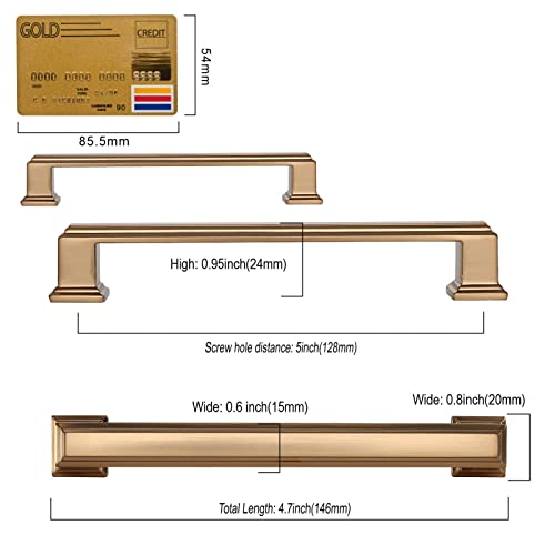 Amerdeco 6 Pack Champagne Bronze Cabinet Pulls 5" - color: Champagne Bronze, size: 5" hole center, style: 6 Pack