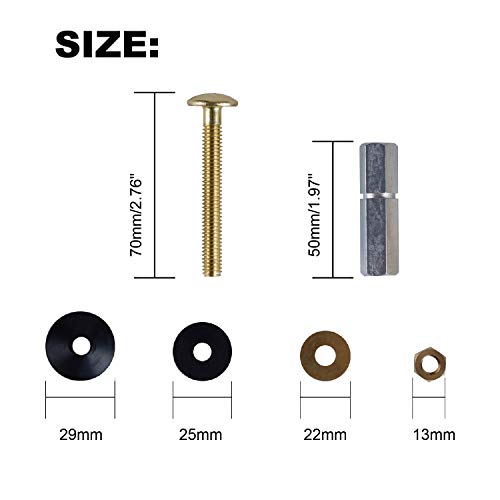 Hibbent 2 Pcs Toilet Tank to Bowl Bolts Kit, Solid Brass Toilet Bolts
