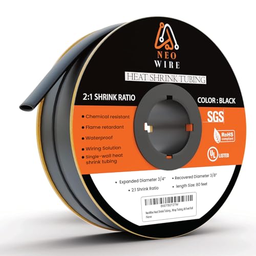 Heat Shrink Tubing 3/4" 19.1mm 2:1 Industrial Shrink Tube 80Ft - size: 3/4" (19.1mm) 80 Feet