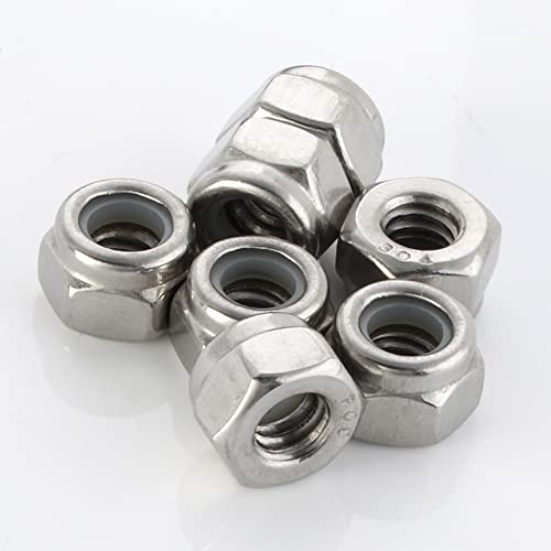 3/8-16 Nylon Insert Hex Lock Nuts Locknuts, 304 Stainless Steel 18-8, Bright Finish, 25 PCS - color: Silver, size: 3/8-16