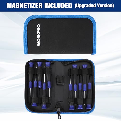 WORKPRO 10-Piece Precision Screwdriver Set with Pouch - color: Blue