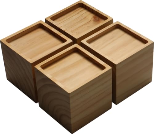Lufia 4 Inch Solid Pine Wood Furniture Risers Set of 4, 2000 LBS Heavy Duty Silicone Non Slip Lift Blocks for Bed Sofa Desk Cabinet - color: Natural Wood - 4-pack, size: 4 Inch