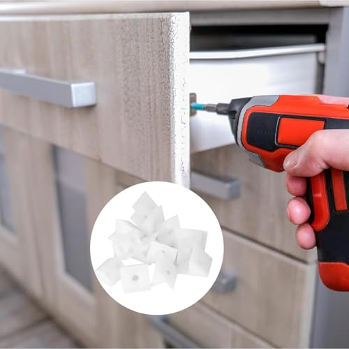 60 Pcs Drawer Wedges with Screws Drawer Bottom Support Brackets Fixing Mending Wedges 90 Degree Plastic Angle Code Bracket Fasteners Drawer Reinforcement Repair Kit for Furniture Sagging Drawer