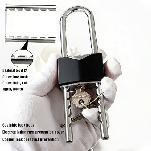 French Door Lock, Double Door Lock Device with Key（Black）