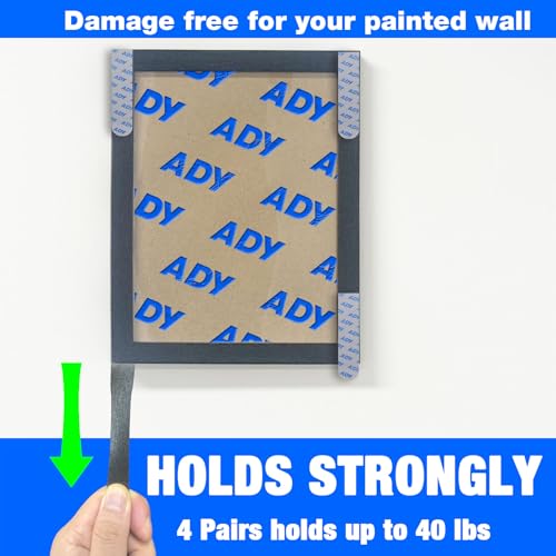 ADY Picture Hanging Strips Heavy Duty 40Pairs，Hook and Loop Strips Damage Free Removable, Mounting Tape for Wall - size: Black-XL