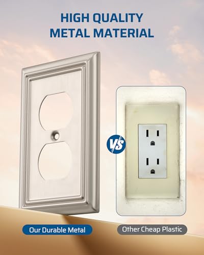 DEWENWILS Duplex Outlet Covers, Brushed Nickel Outlet Wall Plates - color: Brushed Nickel, size: 1 Duplex 2PK