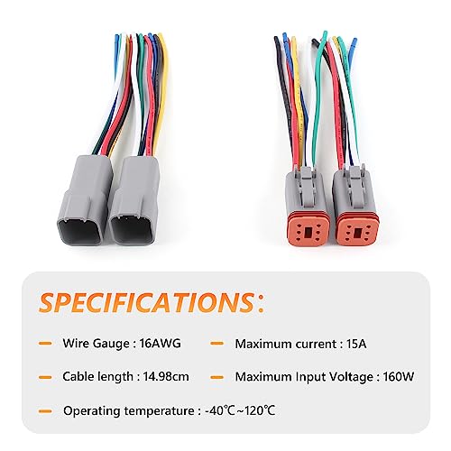 Newdeli Deutsch 6 Pin Connector Kit Waterproof Electrical Connector 16 AWG Male and Female Automotive Wire Connectors for Car Truck Boat, Dt Connector 2 Sets - size: DT Connector 2 Sets 6 Pin
