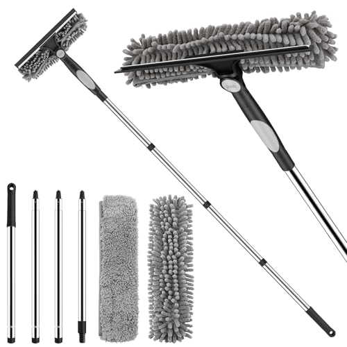 SetSail Window Squeegee with 66in Extension Pole 2-in-1 Window Cleaning Kit - color: Black Grey