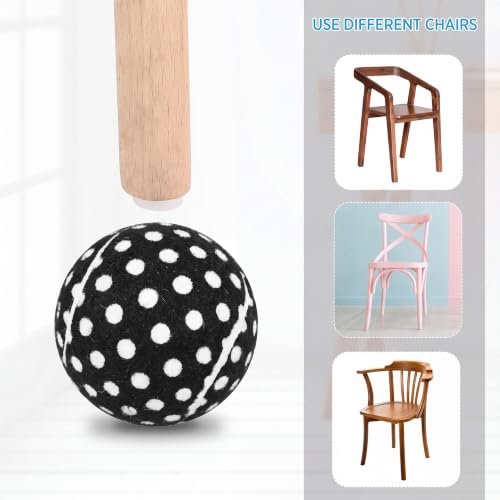 Macarrie 60 Pcs Precut Tennis Balls for Chairs Legs, Black and White - color: Black and White
