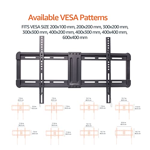 Amazon Basics Low Profile TV Wall Mount with Horizontal Post Installation Leveling for 37 to 86 inch TVs, Wood Studs Compatible, Black - style: Fixed