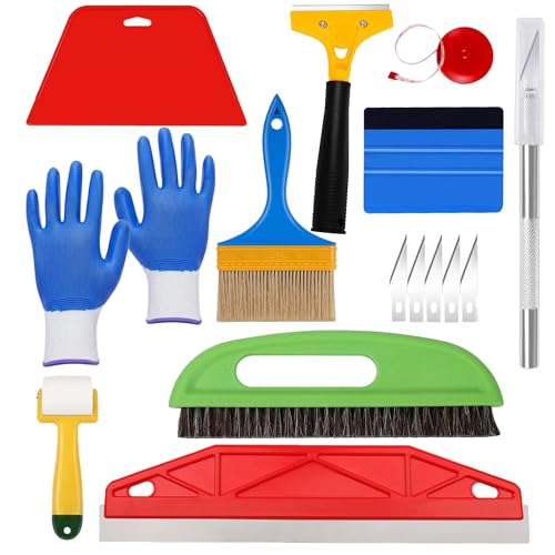 Wallpaper Smoothing Tools,Wallpaper Tool Kit with Squeegee Smoother,Seam Roller，Detail Scraper,Brush for Vinyl Application,Peel and Stick Hanging,Wall Tile,Contact Paper
