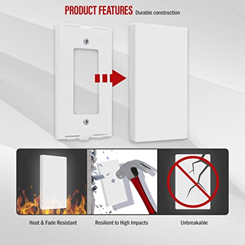 ENERLITES Screwless Blank Wall Plate, 1-Gang Outlet Covers, 1 Pack, White - color: White, size: Screwless