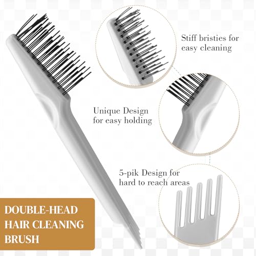 Boao 2 Pack Hair Brush Cleaner,Gray, Wood Color,Polished Wooden Handle Rake - color: Gray, Wood Color, style: Polished Wooden Handle Rake