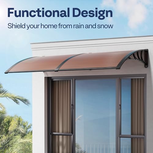 VIVOHOME Polycarbonate Window Door Awning Brown 38 Inch x 78 Inch - color: Brown, size: 38 Inch x 78 Inch